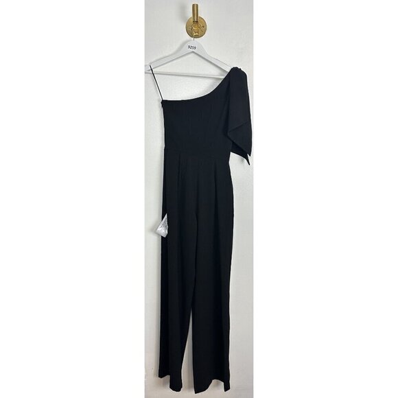DRESS THE POPULATION Tiffany One-Shoulder Jumpsuit in Black Size X-Small - Picture 9 of 14